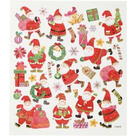 Autocollants, Père Noël joyeux, feuille 15x16,5 cm, 1 flles [HOB-298951]