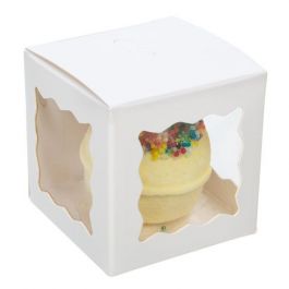 boite en kraft blanc avec fenètres sur 3 cotés 5x5x5 cm (25 pieces) [WGWG347)