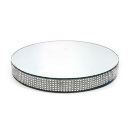Plateau miroir rond Ø 30cm 4cm d'épaisseur avec bord en diamant (1 pièce) [IFS-30231]