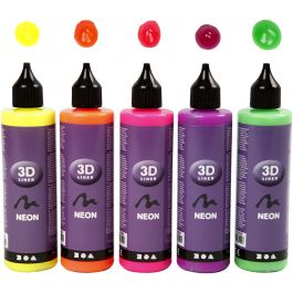 3D Liner, Neonfarben, 5x100 ml/ 1 Pck [HOB-30387]