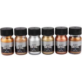 Peinture Acrylique Métallisée, dim. 5102, 5104, 5106, 5108, 5109, 5110, couleurs métalliques, 6x30 ml/ 1 Pq. [HOB-30696]