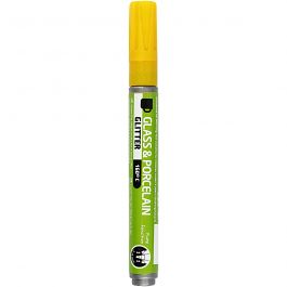 Feutres pour Verre et Porcelaine, paillettes, trait 2-4 mm, semi opaque, jaune, 1 pièce [HOB-31300]