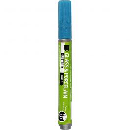Feutres pour Verre et Porcelaine, paillettes, trait 2-4 mm, semi opaque, turquoise, 1 pièce [HOB-31307]