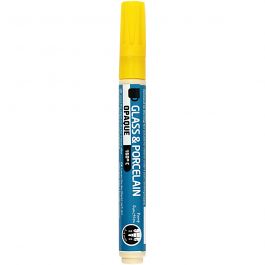 Peinture pour verre et porcelaine, trait 2-4 mm, opaque, jaune, 1 pièce [HOB-31321]