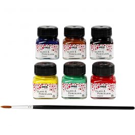 Peinture pour Verre et Porcelaine, ass. de couleurs, 6x20 ml/ 1 Pq. [HOB-31405]