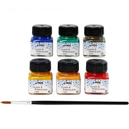 Peinture pour Verre et Porcelaine, ass. de couleurs, 6x20 ml/ 1 Pq. [HOB-31406]