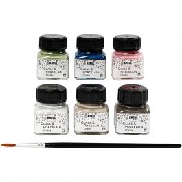 Peinture pour Verre et Porcelaine, ass. de couleurs, 6x20 ml/ 1 Pq. [HOB-31407]