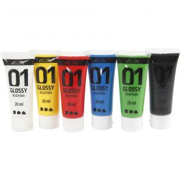 Peinture Acrylique Brillante, couleurs classiques, 6x20 ml/ 1 Pq. [HOB-32003]
