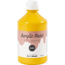 Peinture Acrylique Brillante, jaune, 500 ml/ 1 flacon [HOB-32012]