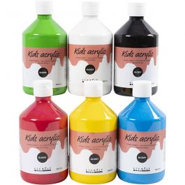 Acrylfarbe Glänzend, Primärfarben, 6x500 ml/ 1 Pck [HOB-32032]