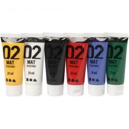 Peinture Acrylique Mate, couleurs classiques, 6x20 ml/ 1 Pq. [HOB-32101]