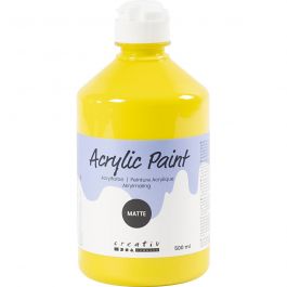 Peinture Acrylique Mate, jaune primaire, 500 ml/ 1 flacon [HOB-32106]
