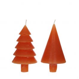 Set de 2 bougies en forme d'arbres marron 12cm de haut (1 lot, 6pcs) [IFS-32154]