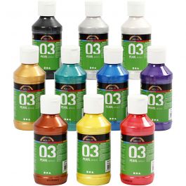 Peinture Acrylique Métallique, Métallisé, ass. de couleurs, 10x120 ml/ 1 Pq. [HOB-32201]