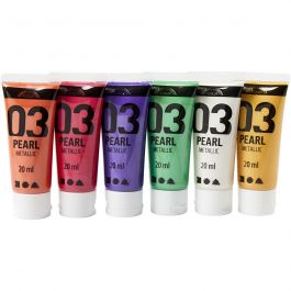 Peinture Acrylique Métallique, Métallisé, couleur extra, 6x20 ml/ 1 Pq. [HOB-32205]