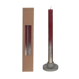 Bougies pour le dîner bordeaux avec spray d'or Ø2.1/h. 25cm (1 set) [IFS-32311]
