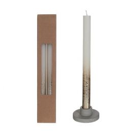 Bougies pour le dîner crème avec spray d'or Ø2.1/h. 25cm (1 set) [IFS-32313]