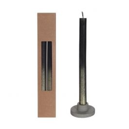 Bougies pour le dîner Noir avec spray d'or Ø2.1/h. 25cm (1 set) [IFS-32318]