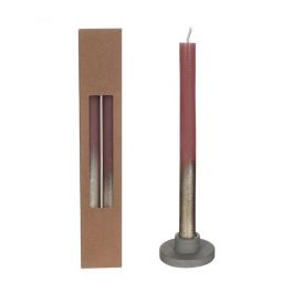 Bougies pour le dîner mauve avec spray d'or Ø2.1/h. 25cm (1 set) [IFS-32319]