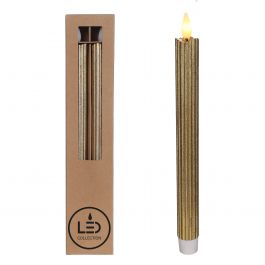 LED-Stiftkerze Ø2,1 h. 25cm gold (Set 2 Stk.) [IFS-32592]