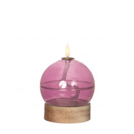 Lampe à huile LED h13,5 Ø10 cm rose (1 pc) [IFS-32801]