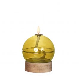 Lampe à huile LED h13,5 Ø10 cm ocre (1 pc) [IFS-32802]