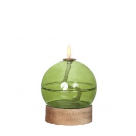 Lampe à huile LED h13,5 Ø10 cm vert clair (1 pc) [IFS-32805]