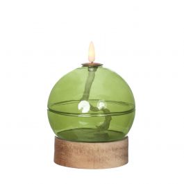 Lampe à huile LED h16,5 Ø12 cm vert clair (1 pc) [IFS-32815]