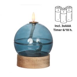 Lampe à huile LED h16,5 Ø12 cm bleu foncé (1 pc) [IFS-32817]