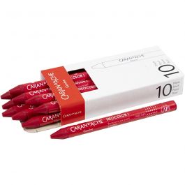 CARAN D’ACHE Neocolor I - Ölkreide, L 10 cm, Dicke 8,5 mm, Karminrot (080), 10 Stk/ 1 Pck [HOB-34001]