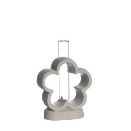 Zementsockel Blume mit Glasvase 10x15x4cm (1 Stück) [IFS-34010]