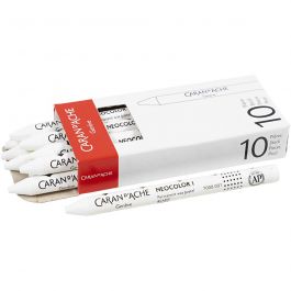 CARAN D’ACHE Neocolor I - Ölkreide, L 10 cm, Dicke 8,5 mm, Weiß (001), 10 Stk/ 1 Pck [HOB-34020]