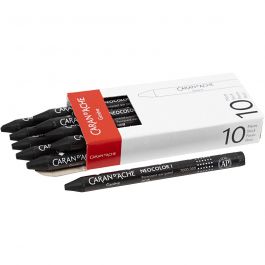 CARAN D’ACHE Neocolor I - Ölkreide, L 10 cm, Dicke 8,5 mm, Black (009), 10 Stk/ 1 Pck [HOB-34021]