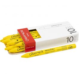CARAN D’ACHE Neocolor I - Ölkreide, L 10 cm, Dicke 8,5 mm, Gelb (010), 10 Stk/ 1 Pck [HOB-34022]
