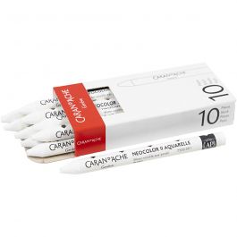 Caran d'Ache Aquarelle Neocolor 2, L : 10 cm, ép. 8,5 mm, white (001), 10 pièces/ 1 Pq. [HOB-34050]