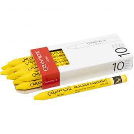 Caran d'Ache Aquarelle Neocolor 2, L : 10 cm, ép. 8,5 mm, yellow (010), 10 pièces/ 1 Pq. [HOB-34052]