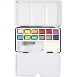 Aquarelles Art, couleurs métalliques, 12 couleurs/ 1 Pq. [HOB-34246]