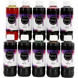 Aquarelle Art Aqua Pigment, ass. de couleurs, 10x250 ml/ 1 Pq. [HOB-34398]