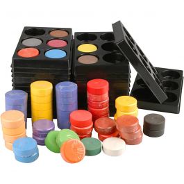 Pastilles aquarelles, H : 16 mm, d 44 mm, ass. de couleurs, 1 set [HOB-34499]