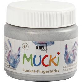 MUCKI Peinture au doigt, argent métallique, 150 ml/ 1 boîte [HOB-34752]
