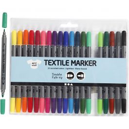 Textil-Marker, Strichstärke 2,3+3,6 mm, Standard-Farben, 20 Stk/ 1 Pck [HOB-34817]