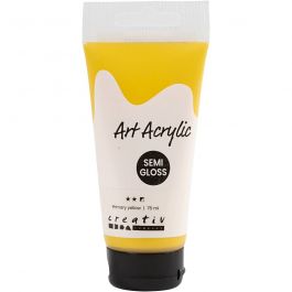 Peinture Acrylique, semi-brillant, semi opaque, jaune primaire, 75 ml/ 1 flacon [HOB-35143]