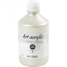 Peinture Acrylique, semi-brillant, opaque, pearl silver, 500 ml/ 1 flacon [HOB-35432]