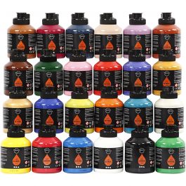 Peinture Acrylique, semi-brillant, ass. de couleurs, 24x500 ml/ 1 Pq. [HOB-35480]