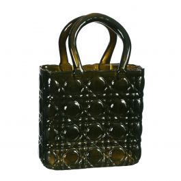 Vase sac à main Elysee poignée en verre L.19 x l.11 x H.28 cm vert foncé (1 pc) [IFS-37245]