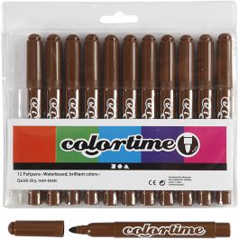 Feutres Colortime, trait 5 mm, brun, 12pièces/ 1 Pq. [HOB-37342]