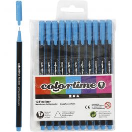 Feutres Fineliner Colortime, trait 0,6-0,7 mm, bleu clair, 12 pièces/ 1 Pq. [HOB-373635]