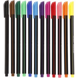 Colortime Fineliner Marker, Strichstärke 0,6-0,7 mm, Sortierte Farben, 12 Stk/ 1 Pck [HOB-373648]