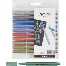 Metallic-Marker, Strichstärke 2-4 mm, Metallic-Farben, 12Stk/ 1 Pck [HOB-37376]