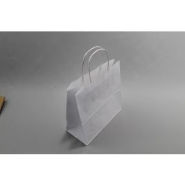 Sac Poignées Papier Blanc 32x12x41cm Kraft 100 g/m2 avec Poignées Torsadées (50 pièces) [PAMW3241]